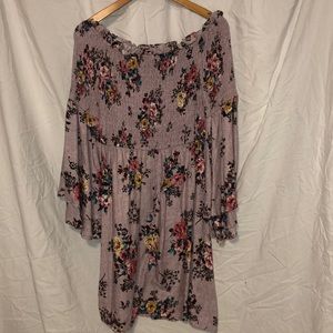 Purple off the shoulder floral dress